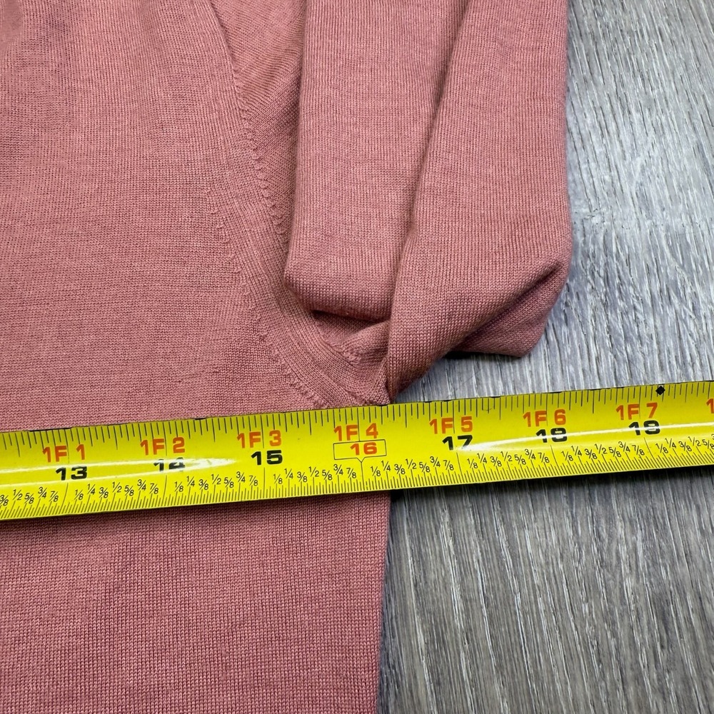 Andrè Maurice Womens Pink V-Neck Ribbed Cuffs Italy Made Pullover Sweater Size S - Picture 6 of 9